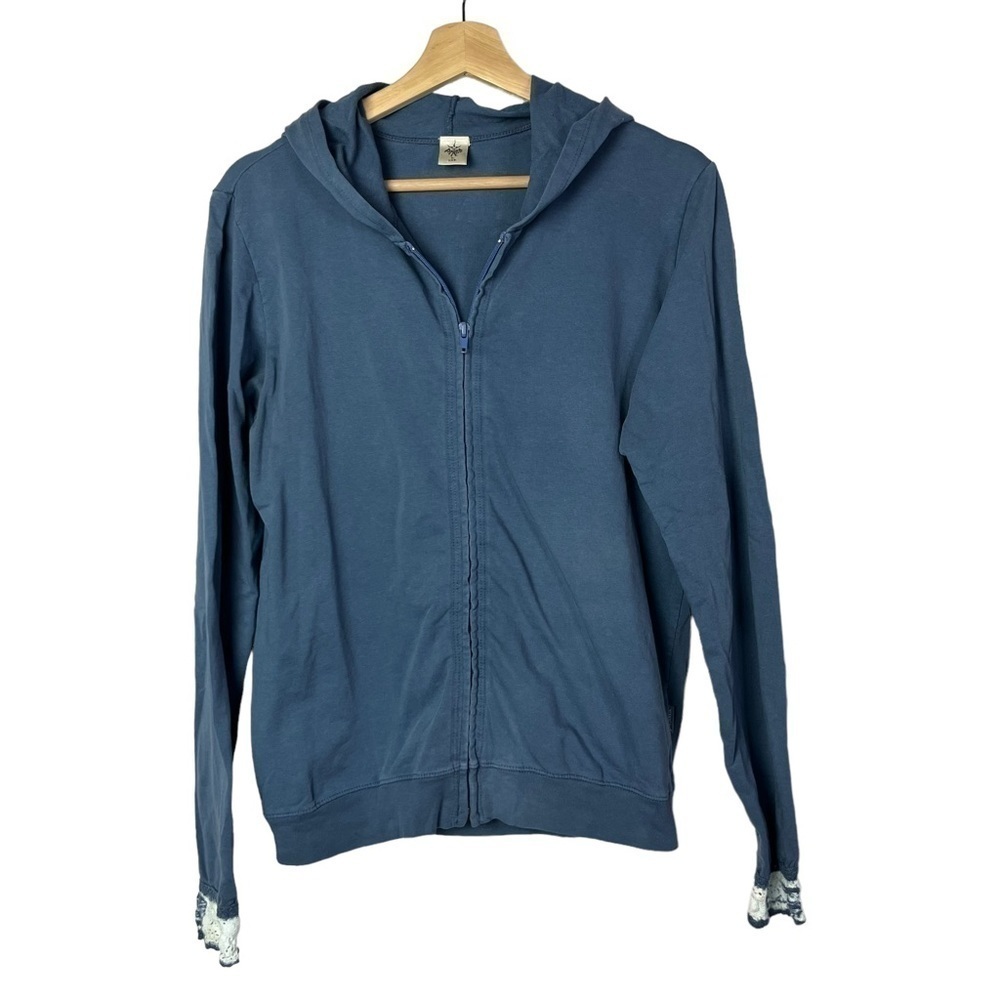Prana Blue Full Zip Cotton Y2K Athletic Jacket L